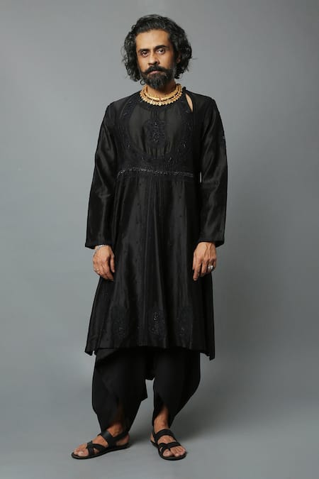 House Of Three Arsalan Chikan Work Angrakha Kurta