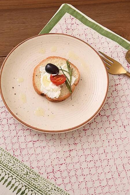 Shop_Inheritance India_Pink Cotton Hand Block Print Table Mats With Napkins Set Of 12_Online_at_Aza_Fashions