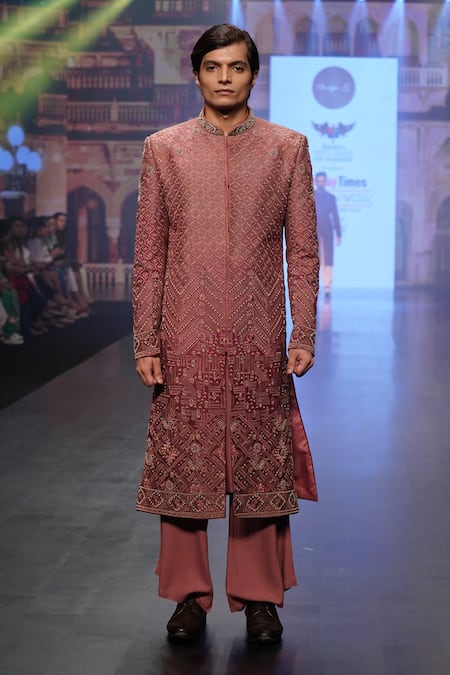 Soniya G Raw Silk Embroidered Sherwani & Palazzo Set 
