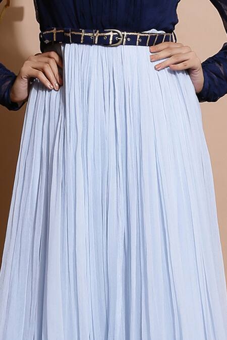 Pallavi Jaipur Blue Chiffon Tiered Midi Skirt Online at Aza Fashions Pallavi Jaipur_Blue Chiffon Tiered Midi Skirt _Online_at_Aza_Fashions