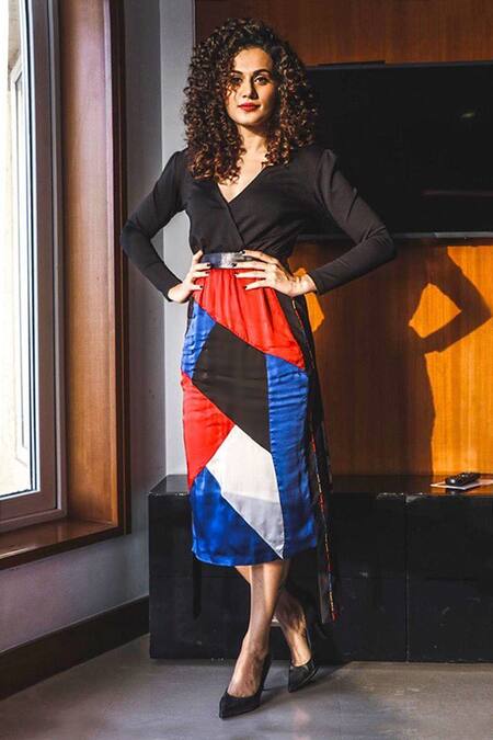 colorblock wrap dress