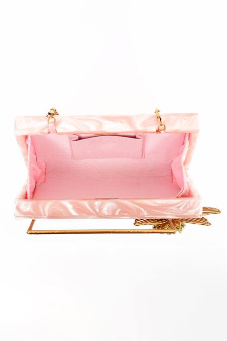 Shop_Miar Designs_Pink Abstract Pattern Inika Resin Box Clutch_Online_at_Aza_Fashions