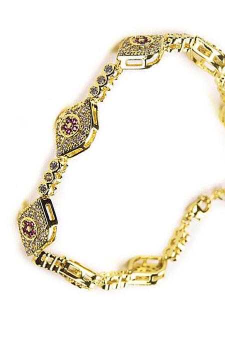 Buy The Jewel Factor Pink Crystals Emira Evil Eye Charm Embellished Bracelet Buy_The Jewel Factor_Pink Crystals Emira Evil Eye Charm Embellished Bracelet