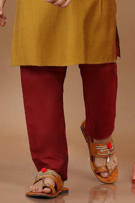 Buy_Kora By Nilesh Mitesh_Yellow Silk Bandhej Print Bundi Kurta Set