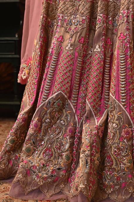 Moledro Purple Brocade, Net Embroidery, Diamonds, Alora Bridal Lehenga Set With Blouse at Aza Fashions Moledro_Purple Brocade, Net Embroidery, Diamonds, Alora Bridal Lehenga Set With Blouse _at_Aza_Fashions