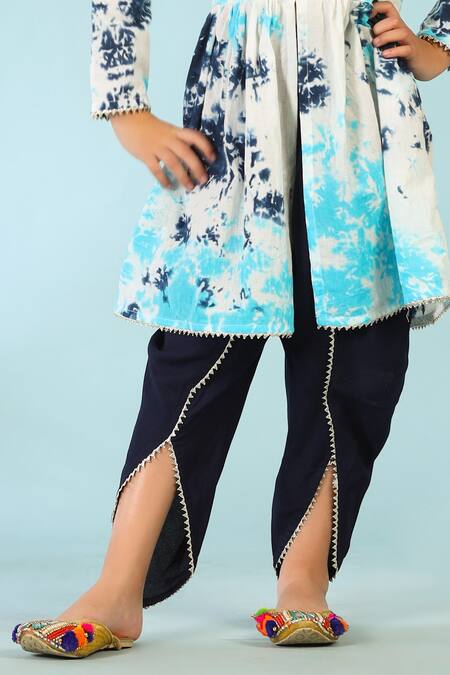 Cute Couture Multi Color Cotton Gota Patti Abstract Print Kurta And Tulip Pant Set Online at Aza Fashions Cute Couture_Multi Color Cotton Gota Patti Abstract Print Kurta And Tulip Pant Set _Online_at_Aza_Fashions