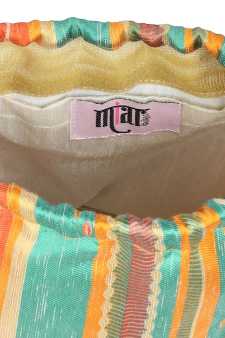 Miar Designs_Multi Color Stripe Kashi Pattern Potli Bag_at_Aza_Fashions