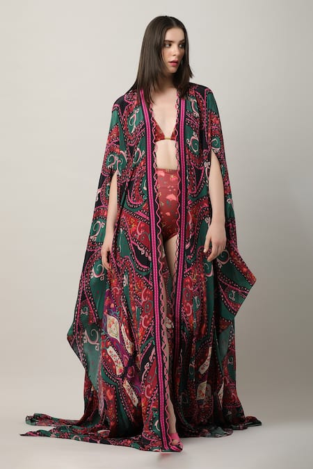 Limerick By Abirr N' Nanki Multi Color Cole Mutli Motif Cape at Aza Fashions Limerick By Abirr N' Nanki_Multi Color Cole Mutli Motif Cape _at_Aza_Fashions