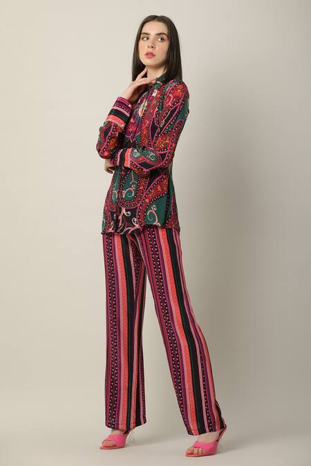 Shop_Limerick By Abirr N' Nanki_Multi Color Crepe Printed Linear Niro Pant  _Online_at_Aza_Fashions