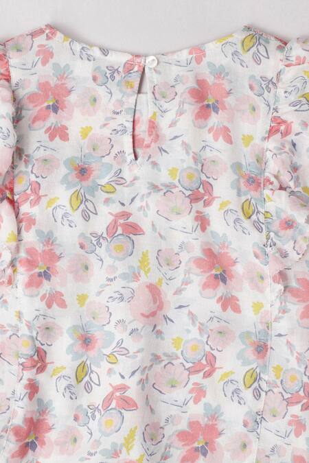 Byb Premium White Cotton Embroidery Printed Dress at Aza Fashions Byb Premium_White Cotton Embroidery Printed Dress _at_Aza_Fashions