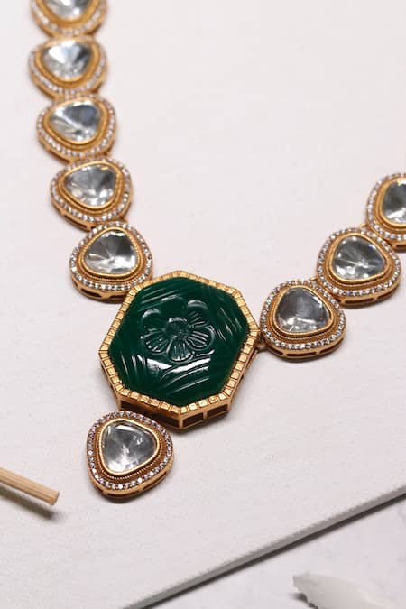 Buy Ishhaara Multi Color Stones Kundan Embellished Necklace Set Buy_Ishhaara_Multi Color Stones Kundan Embellished Necklace Set