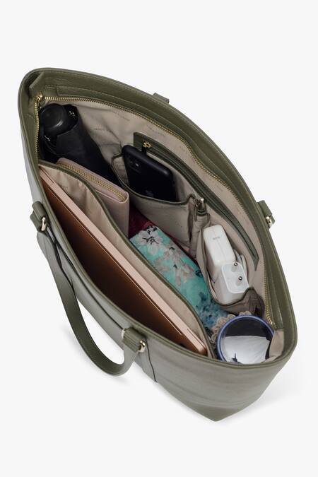 Shop_Tan & Loom_Green Textured Tote Bag_Online_at_Aza_Fashions