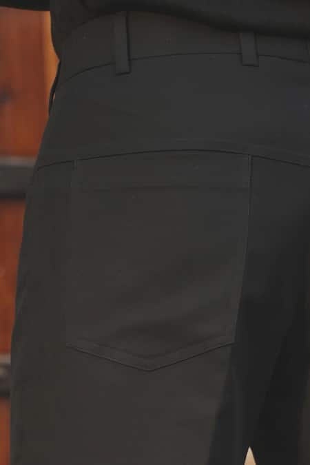 Buy_Raw & Rustic By Niti Bothra_Black Cotton Handcrafted Solid Jeans 