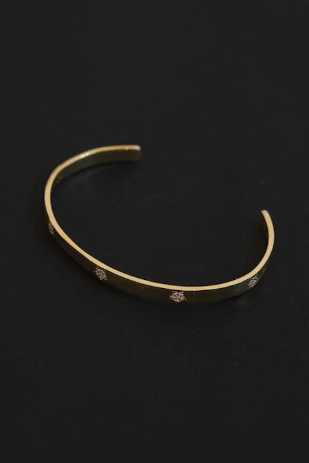 Brushed Gold and Scattered Diamond Cuff – Noya Jewelry Design