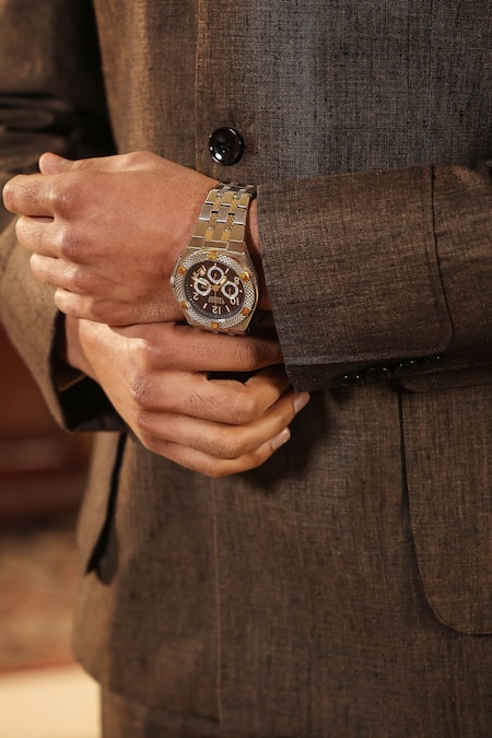 Shop_Raw & Rustic By Niti Bothra_Green Linen Plain Bandhgala And Pant Set _Online_at_Aza_Fashions