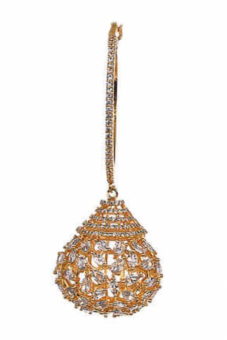 The Jewel Factor_Gold Plated Crystal Pear Shaped Earrings_at_Aza_Fashions