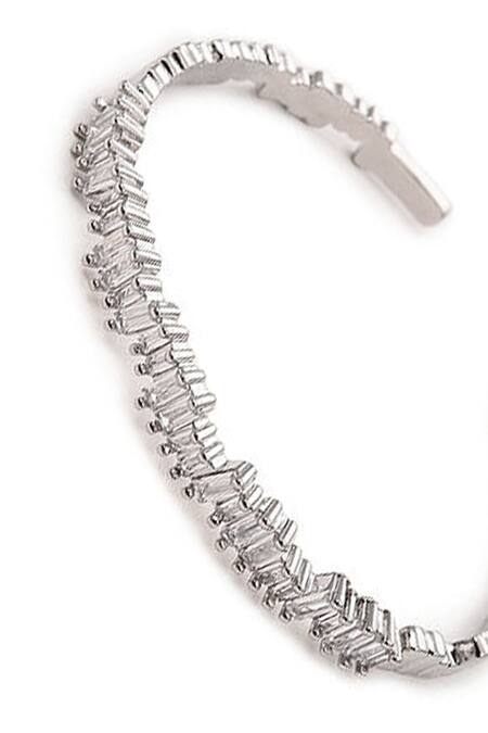The Jewel Factor_Gold Plated Stone Baguettes Embellished Bangle_at_Aza_Fashions