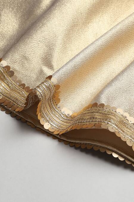 Byb Premium_Ivory Organza, Cotton, Brocade Pearls, Lace, Sequins Blouse Skirt Set _at_Aza_Fashions