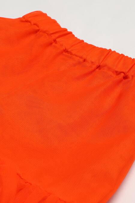 Buy_Byb Premium_Magenta Chanderi, Tulle Sequins Fringed Bodice Top Sharara Set 