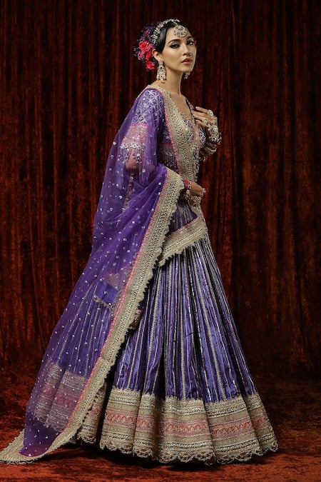 Shikhar Sharma Purple Lehenga And Blouse Cotton Shimmer Chanderi Orchid Bridal Set at Aza Fashions Shikhar Sharma_Purple Lehenga And Blouse Cotton Shimmer Chanderi Orchid Bridal Set _at_Aza_Fashions