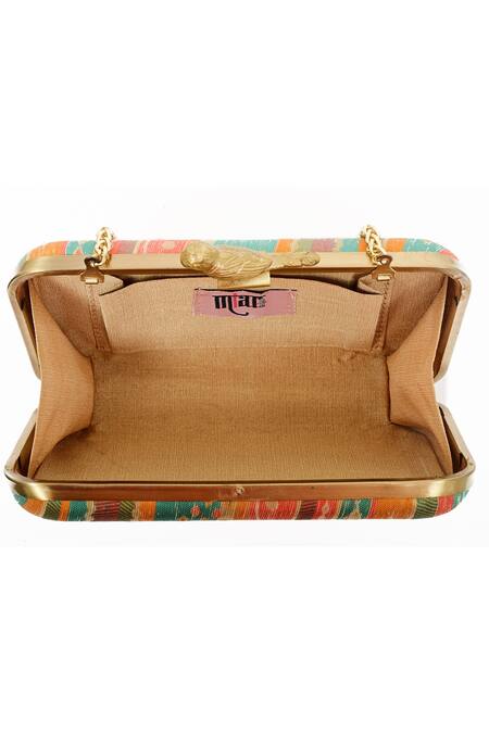 Miar Designs_Multi Color Stripe Pattern Kashi Chidiya Box Clutch_at_Aza_Fashions