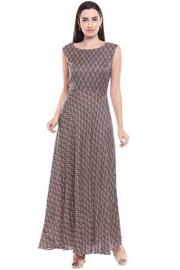 Buy Soup By Sougat Paul Beige Chiffon, Satin Dress Round Neck Ikat Print With Jacket Online at Aza Fashions Buy_Soup By Sougat Paul_Beige Chiffon, Satin Dress Round Neck Ikat Print With Jacket _Online_at_Aza_Fashions