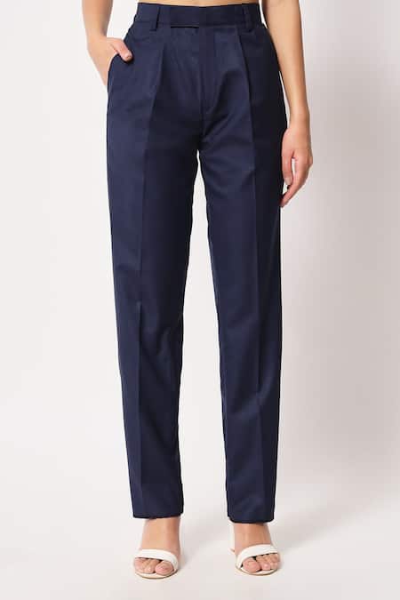 Soniya G Blue Satin Collared Double Breasted Coat And Pant Set at Aza Fashions Soniya G_Blue Satin Collared Double Breasted Coat And Pant Set _at_Aza_Fashions