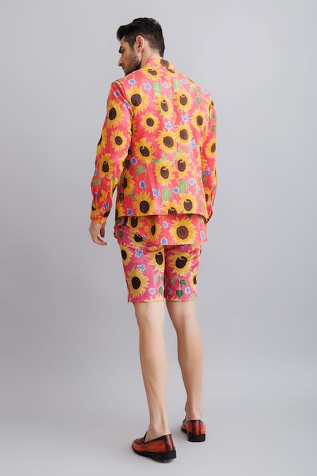 Nautanky Sunflower Print Waistcoat & Shorts Set 