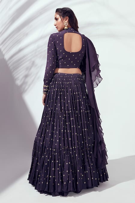 Suruchi Parakh Embroidered Tiered Lehenga Set 