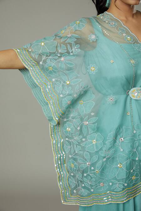 Shop I Am Design Blue Chiffon, Silk Organza Peppermint Candy Palazzo And Embroidered Kaftan Set Online at Aza Fashions Shop_I Am Design_Blue Chiffon, Silk Organza Peppermint Candy Palazzo And Embroidered Kaftan Set _Online_at_Aza_Fashions