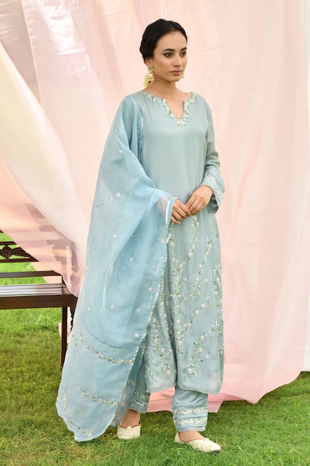 Seher Jaipur Floral Embroidered Kurta Set 