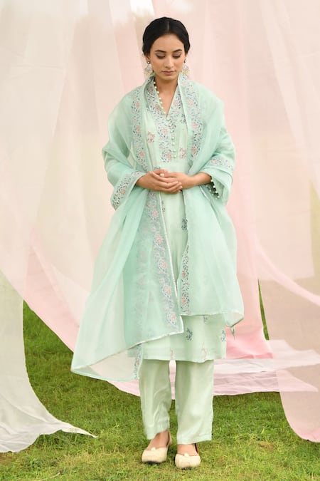 Seher Jaipur Floral Embroidered Kurta Set 
