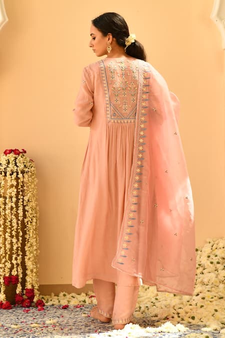 Seher Jaipur Ruhani Gathered Embroidered Kurta Set 