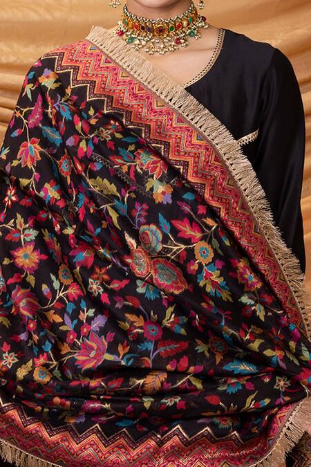 Ruh Clothing Black Chanderi Dupatta Banarasi Handwoven Bipasha Kurta Set With Odhani at Aza Fashions Ruh Clothing_Black Chanderi Dupatta Banarasi Handwoven Bipasha Kurta Set With Odhani _at_Aza_Fashions