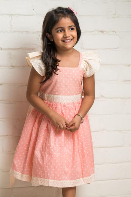 Ribbon Candy Peach Polka Dot Dress with Hairpins 