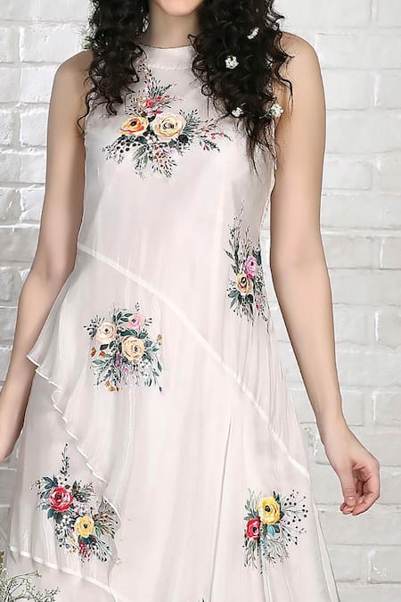 White Floral Midi Dress | Birdy Grey