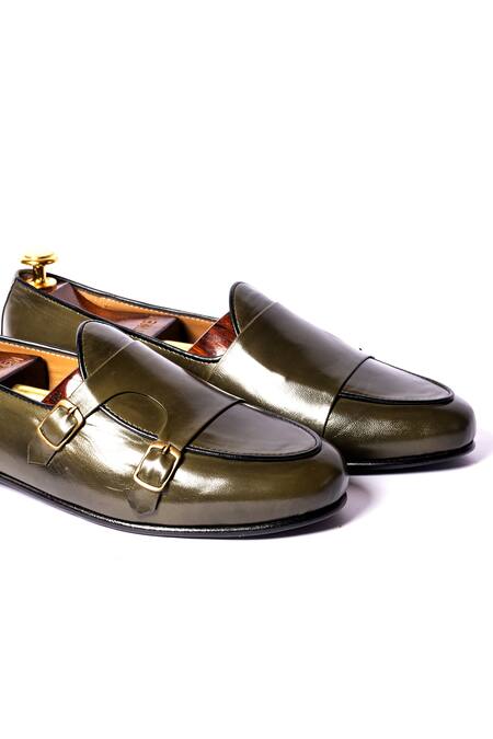 Artimen_Green Greme Monk Double Strap Loafers _Online_at_Aza_Fashions