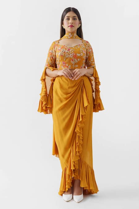 Suruchi Parakh Draped Ruffle Skirt Set 