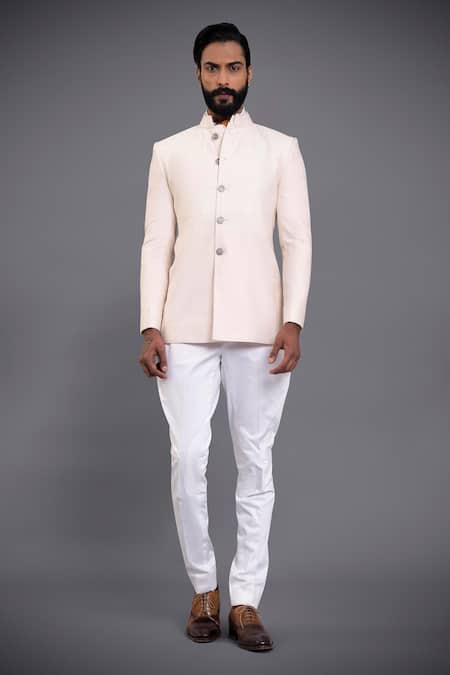 Raghavendra Rathore Jodhpur Off White Silk Thread Bandhgala Online at Aza Fashions Raghavendra Rathore Jodhpur_Off White Silk Thread Bandhgala_Online_at_Aza_Fashions