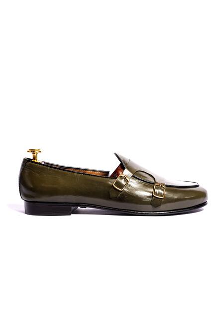 Buy_Artimen_Green Greme Monk Double Strap Loafers _Online_at_Aza_Fashions