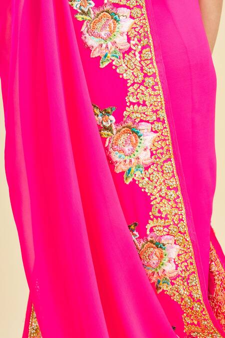 Pallavi Jaikishan_Pink Georgette Embroidered Saree_at_Aza_Fashions