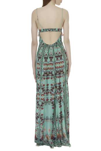 Buy Hemant and Nandita Green Georgette Printed Maxi Dress Online | Aza  Fashion.