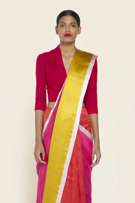 Buy Payal Khandwala Red Reversible Handwoven Silk Saree Online at Aza Fashions Buy_Payal Khandwala_Red Reversible Handwoven Silk Saree_Online_at_Aza_Fashions