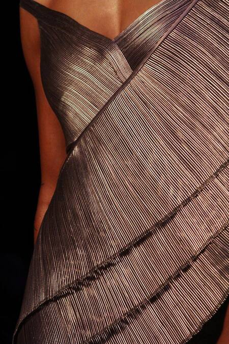 Buy_Rimzim Dadu_Silver Metallic Saree With Blouse_Online_at_Aza_Fashions