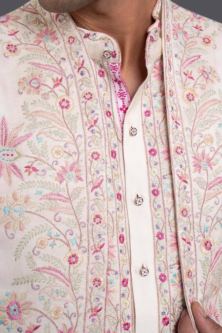 Shop Raghavendra Rathore Jodhpur Off White Linen Silk Thread Jacket Online at Aza Fashions Shop_Raghavendra Rathore Jodhpur_Off White Linen Silk Thread Jacket _Online_at_Aza_Fashions