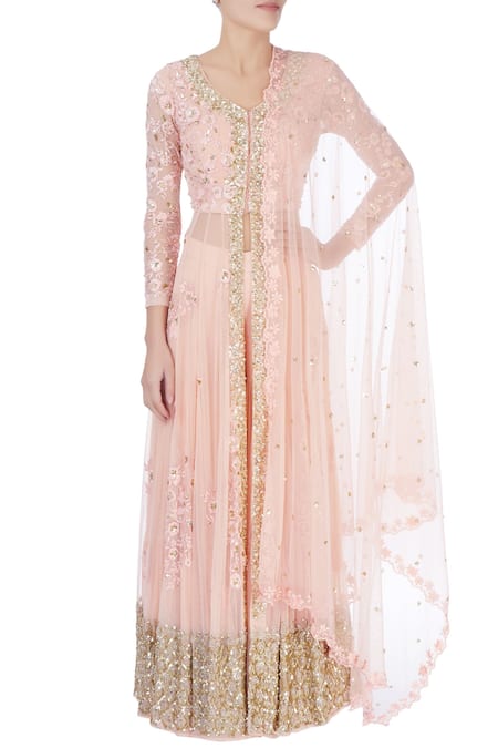 Astha Narang Pink Round Embroidered Kurta Sharara Set  