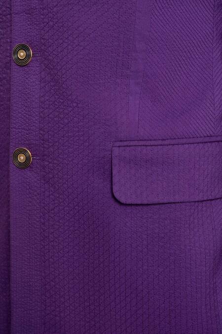 Shop_Raghavendra Rathore Jodhpur_Purple Silk Thread Bandhgala_Online_at_Aza_Fashions