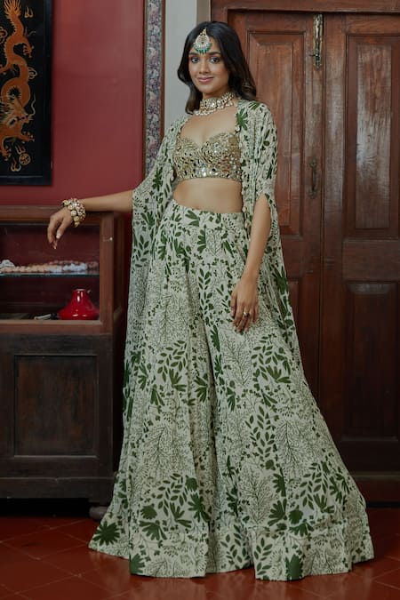 Arpita Mehta Floral Print Cape & Gharara Set 