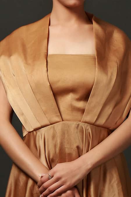 Buy_Nidzign Couture_Brown Embellished Square Layered Asymmetric Kurta And Pant Set _Online_at_Aza_Fashions