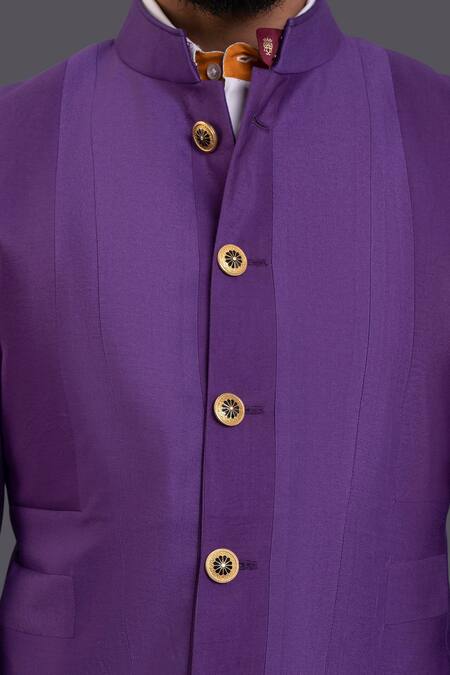 Raghavendra Rathore Jodhpur Purple Silk Bandhgala at Aza Fashions Raghavendra Rathore Jodhpur_Purple Silk Bandhgala_at_Aza_Fashions